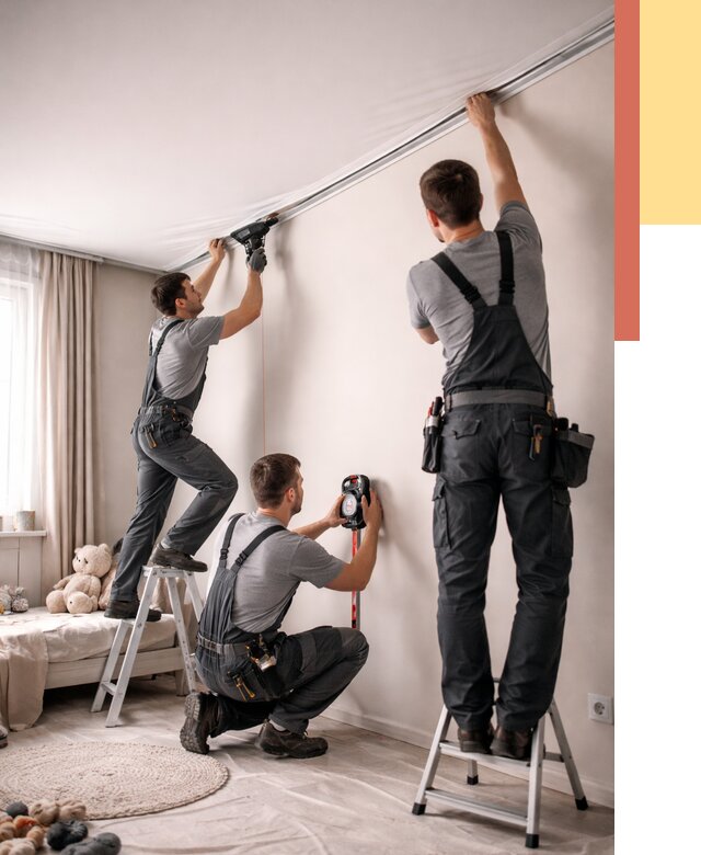 Монтаж натяжного потолка в детской в Можге от 3545 руб. — быстро и недорого | ОТДЕЛОЧНИК-Мжг