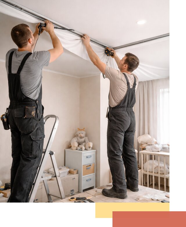 Монтаж натяжного потолка в детской комнате в Можге