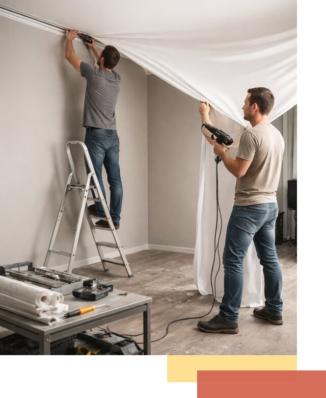 Монтаж натяжного потолка в студии в Можге