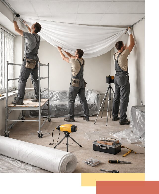 Монтаж натяжного потолка в офисе в Можге