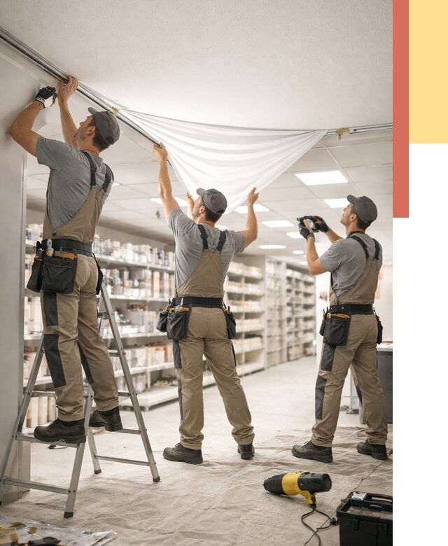 Монтаж натяжного потолка в магазине в Можге от 4558 руб. быстро и недорого | ОТДЕЛОЧНИК-Мжг