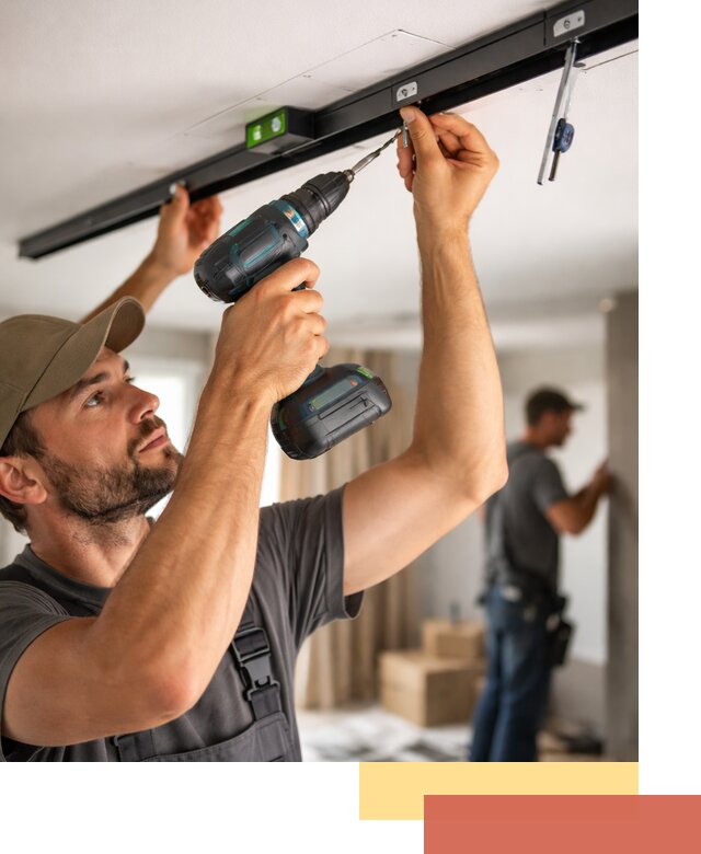 Установка трековых светильников в натяжной потолок в Можге