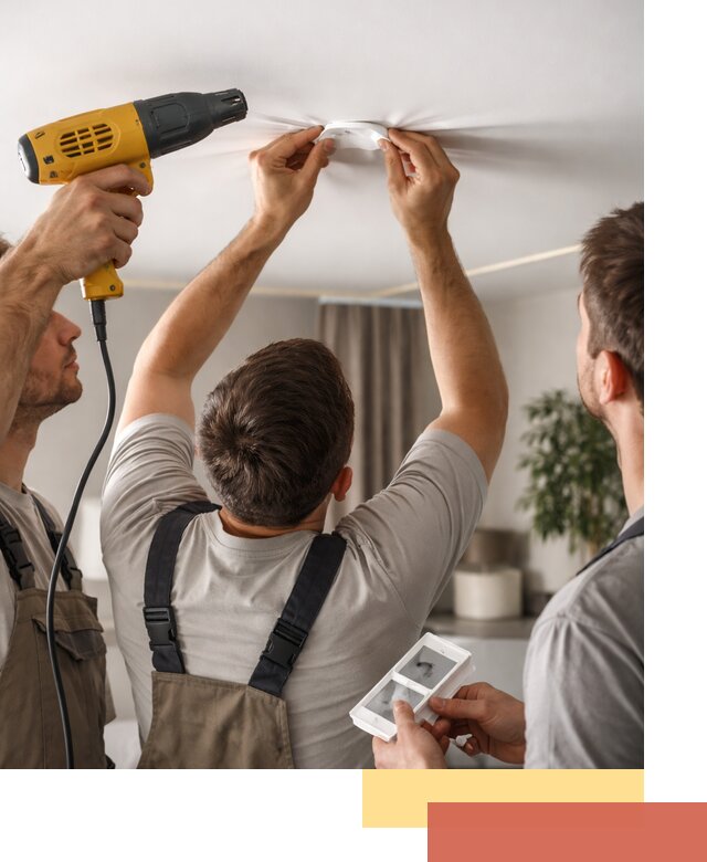 Ремонт прокола полотна натяжного потолка в Можге