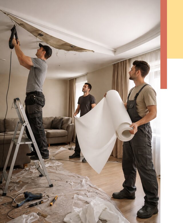 Замена полотна натяжного потолка в Можге от 9622 руб. быстро и недорого | ОТДЕЛОЧНИК-Мжг