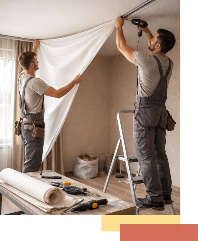 Замена полотна натяжного потолка в Можге быстро и качественно