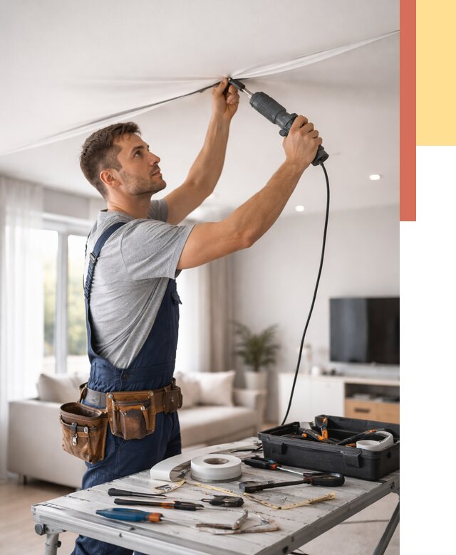 Ремонт натяжных потолков в Можге от 9622 руб. под ключ — ОТДЕЛОЧНИК-Мжг