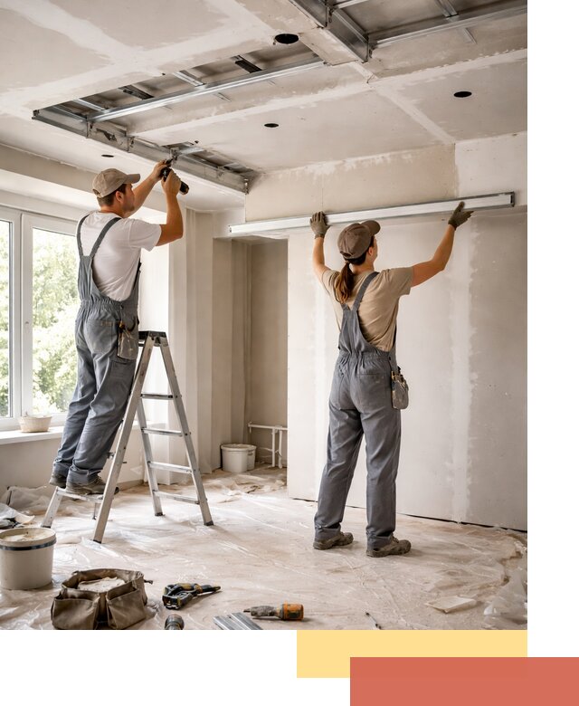 Монтаж многоуровневого потолка из гипсокартона в Можге