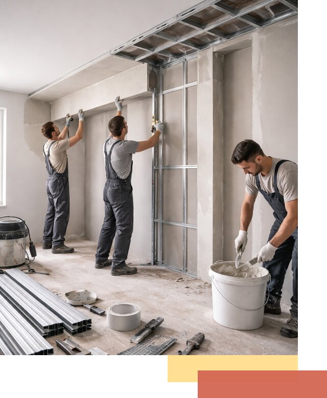 Монтаж потолка из гипсокартона с нишей в Можге