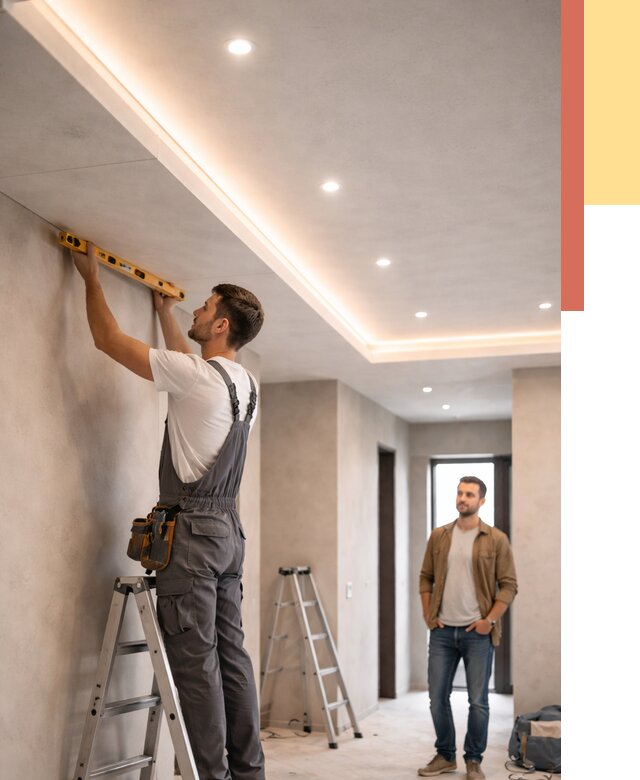 Потолок из гипсокартона с подсветкой в Можге от 760 руб./м2 под ключ | ОТДЕЛОЧНИК-Мжг