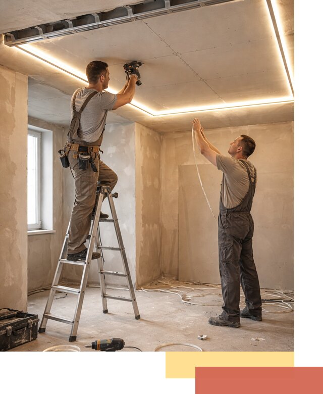 Потолок из гипсокартона с подсветкой в Можге