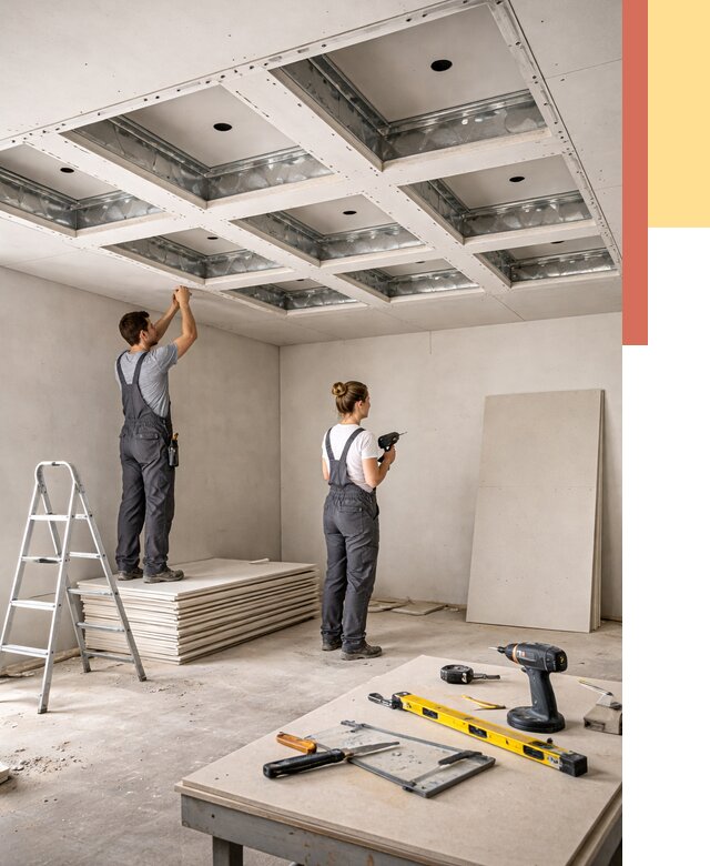 Кессонный потолок из гипсокартона в Можге от 1874 руб. — монтаж и под ключ | ОТДЕЛОЧНИК-Мжг