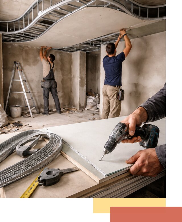 Криволинейный потолок из гипсокартона в Можге — монтаж и отделка