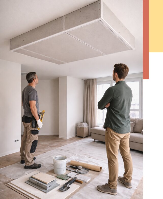 Короб на потолке из гипсокартона в Можге от 2228 руб. — монтаж и услуги под ключ | ОТДЕЛОЧНИК-Мжг