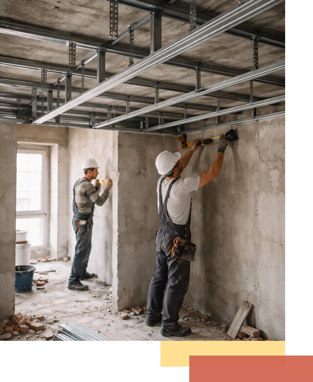 Монтаж каркаса потолка из профильного профиля в Можге