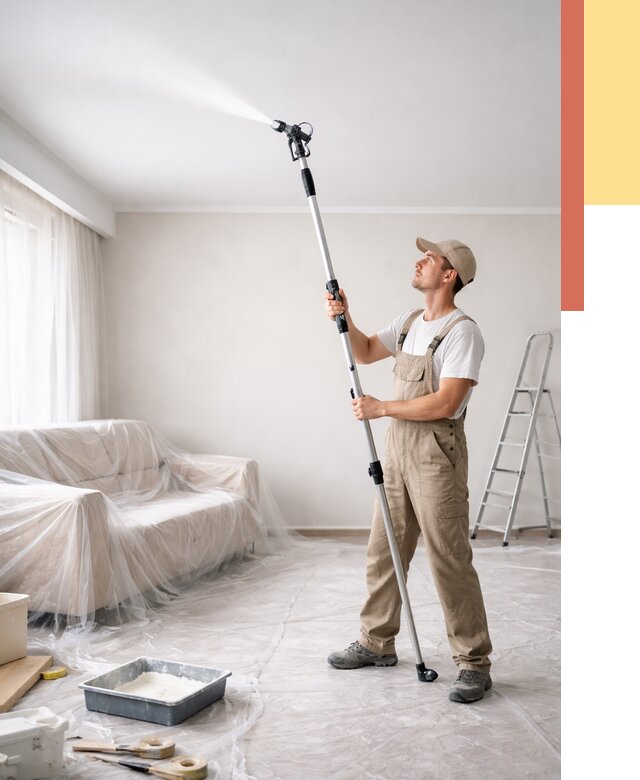 Покраска потолка краскопультом в Можге от 4558 руб. быстро и недорого | ОТДЕЛОЧНИК-Мжг