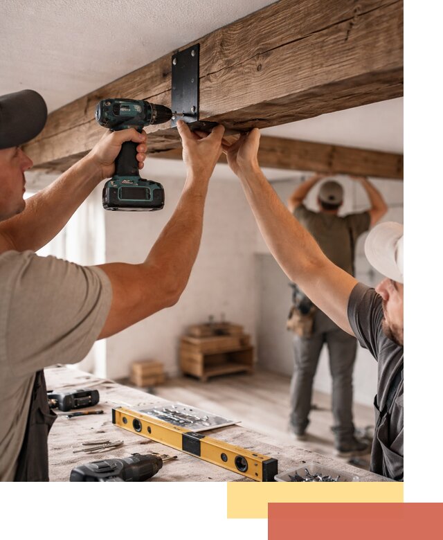 Монтаж декоративных потолочных балок в Можге